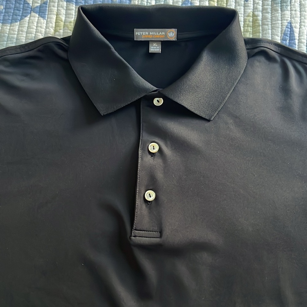 Men's Black Peter Millar Golf Polo XL